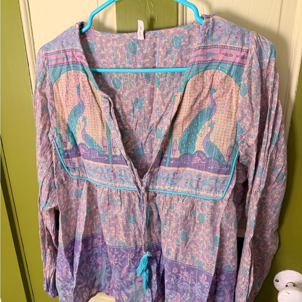 Spell & the Gypsy Peasant Blouse in Lavender and Teal UNICORN